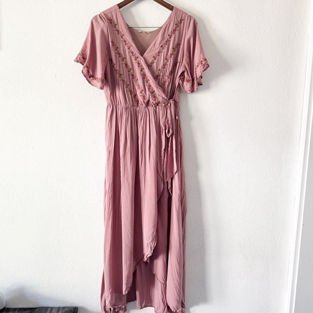 Jodifl Parklan Floral Embroidered Wrap Tie Dress Boho Chic Medium Stunning - Picture 3 of 16